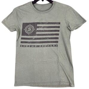 Shrewd Archery Shirt Mens Small Army Green Hunting‎ Bow Arrow Tee